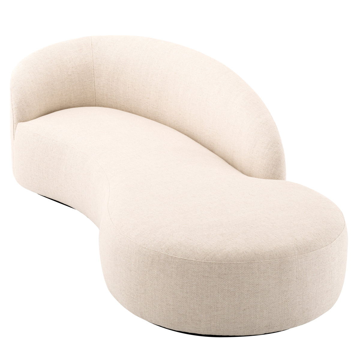 Bernd krem rengi keten kumaşlı oval form fasulye bean kanepe, modern tasarım, geniş oturum alanı.