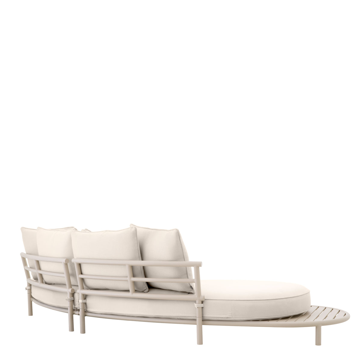 Laguno outdoor beige garden sofa with cushions, dimensions 330x130 cm, durable fabric for outdoor use.