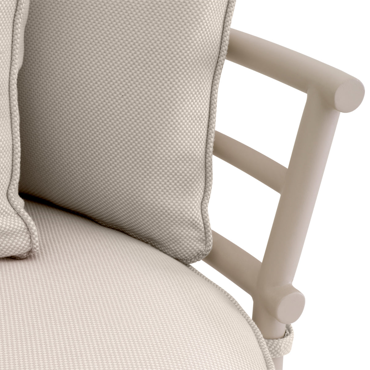 Laguno outdoor garden sofa cushion detail in soft beige color, featuring a comfortable, stylish design for outdoor spaces.