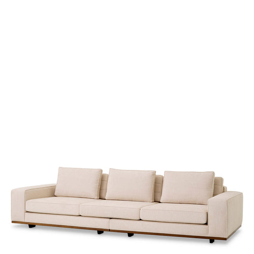 Aurora Model krem rengi keten kumaşlı ahşap ayaklı kanepe, modern ve konforlu oturma alanı için ideal.