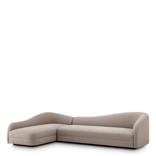 Divisadero Oval Formlu Modern Şık Vizon Rengi L Koltuk Kanepe, 320 cm genişlik, keten kumaş, şık tasarım.