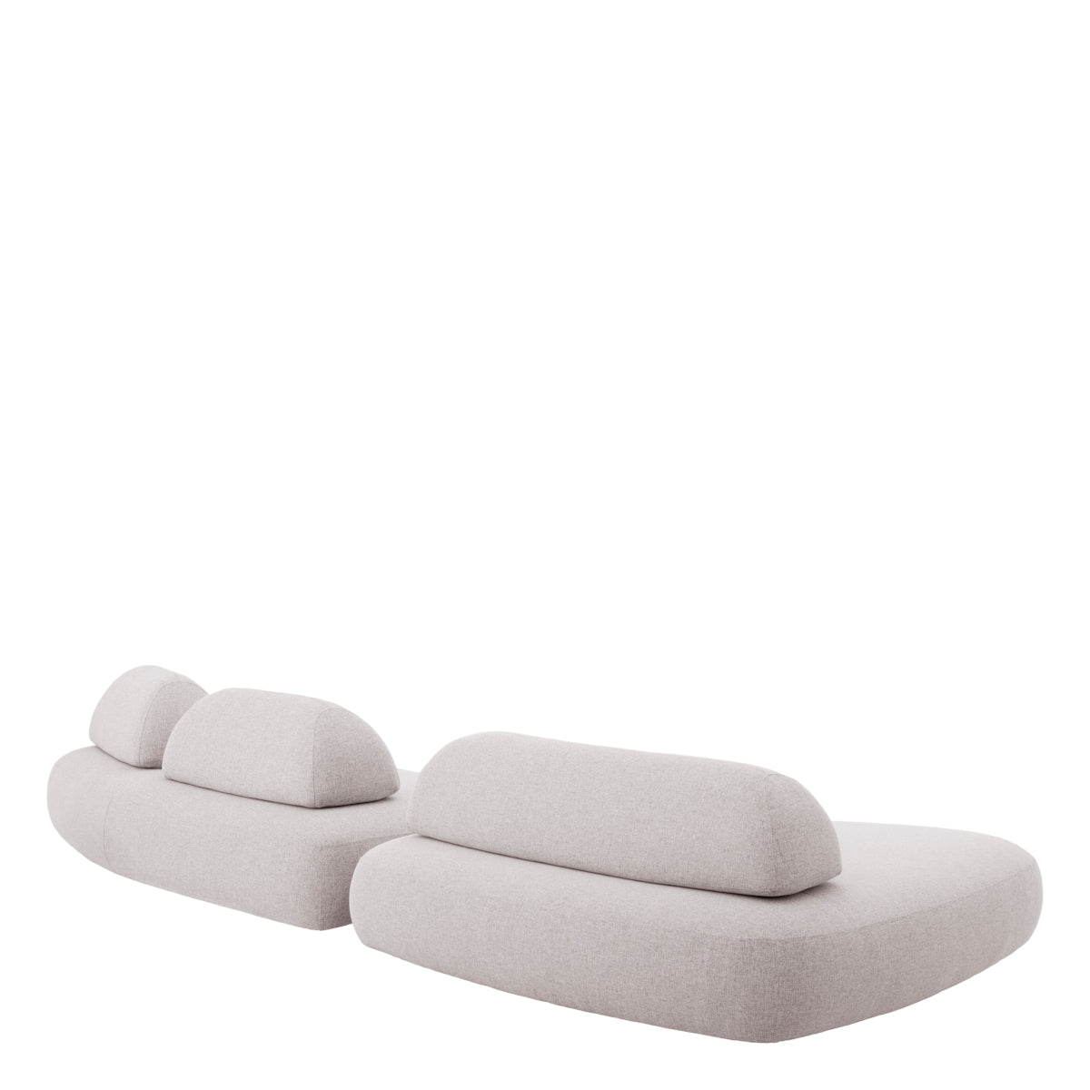Residenza outdoor oval garden sofa in beige fabric, measuring 230 cm wide and 185 cm deep, offering modern design and comfort.