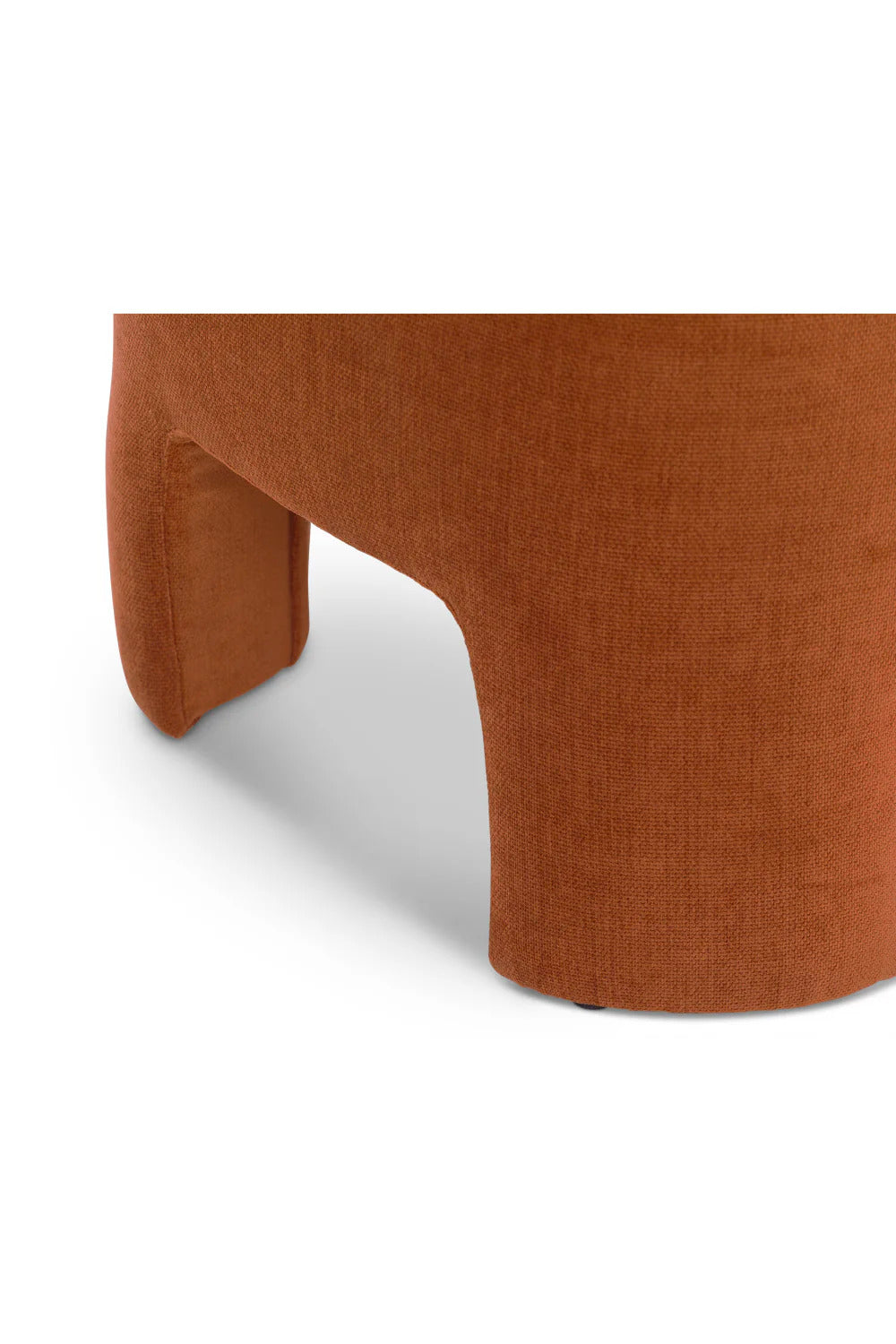 Eimil orange linen pouf with rounded edges, measuring 45x45x45 cm, featuring high abrasion resistance.