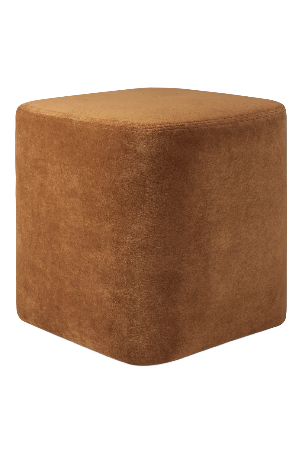 Ethnicraft tarçın rengi süet kumaşlı kare puf - 45cm x 45cm x 45cm, aşınma direnci 75000 martind.