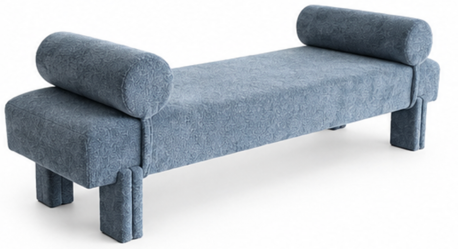 Yuvarlak balinli mavi buklet teşhir ürünü bench