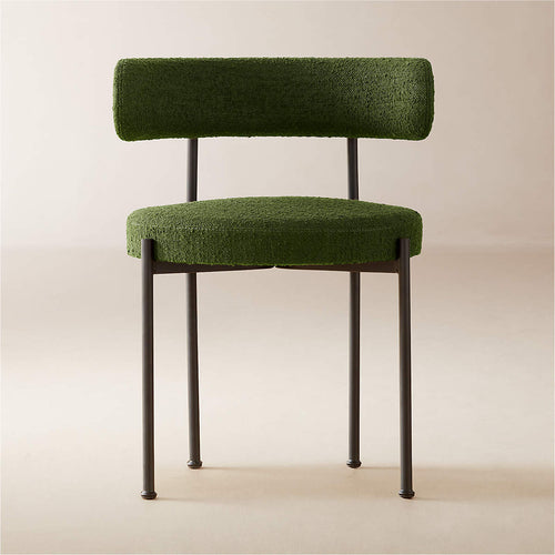 Ivory green teddy fabric chair with metal legs, dimensions 55cm width, 50cm depth, 74cm height, 45cm seat height.