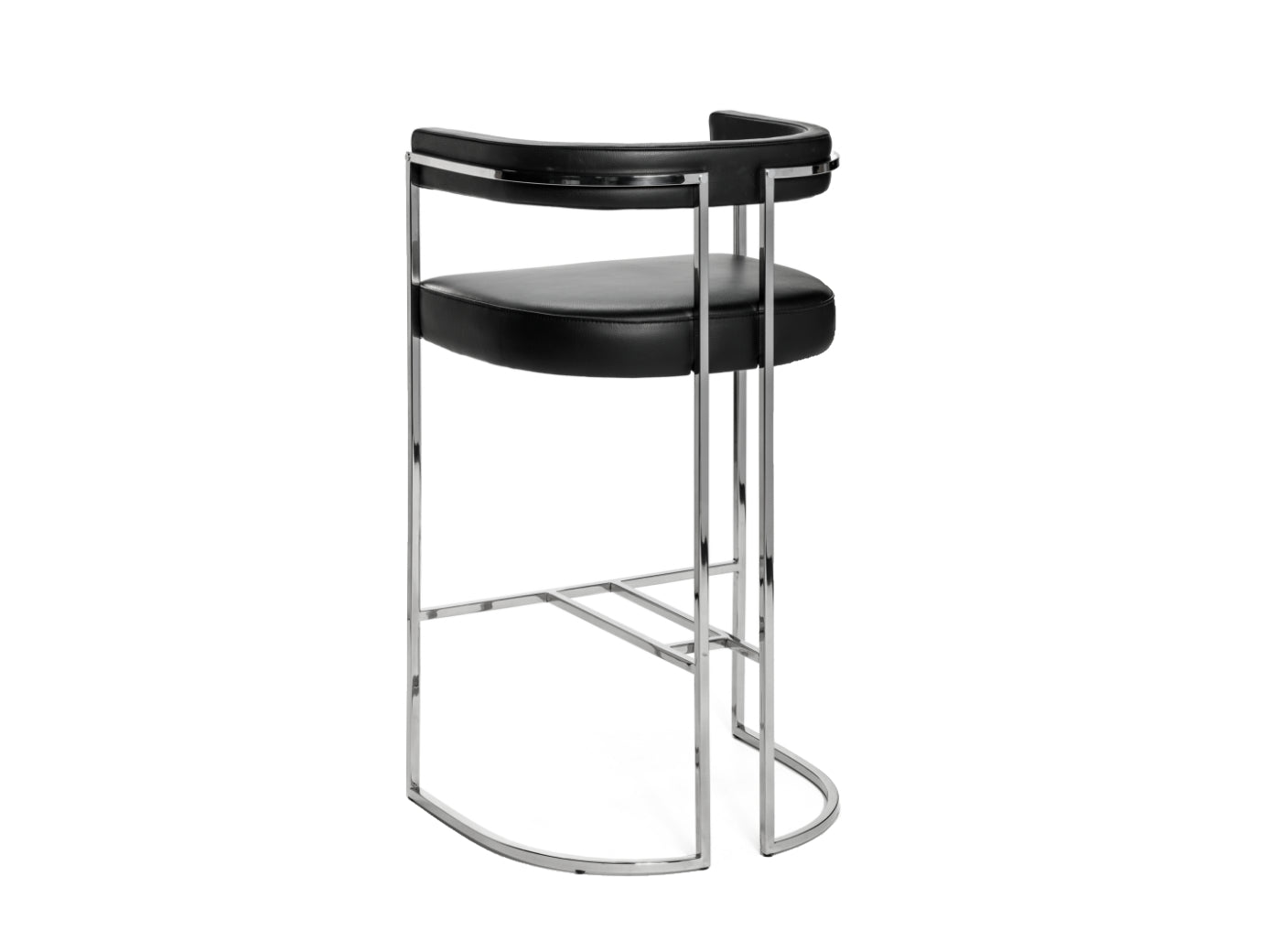 Julius siyah suni deri metal krom kaplama bar sandalyesi, ölçüleri 55x46x101 cm ve oturum yüksekliği 78 cm.
