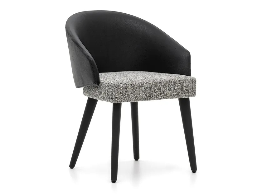 Lawson Suni Deri ve Keten Kumaşlı Konik Ayaklı Sandalye, modern tasarım, 53x60x82 cm ölçüler.