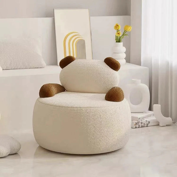 Kahverengi Beyaz Panda Formlu Kız Erkek Çocuk Odası Sırtlı Teddy Puf