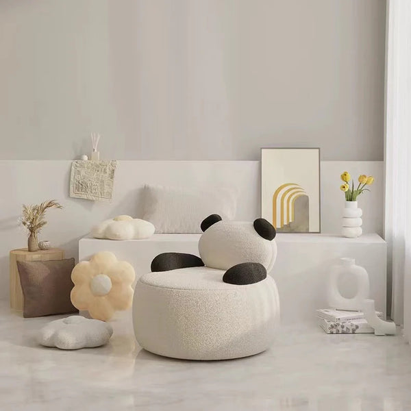 Siyah Beyaz Panda Formlu Kız Erkek Çocuk Odası Sırtlı Teddy Puf