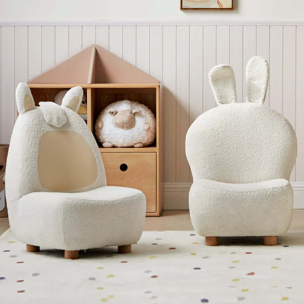 Hayvan Formlu Teddy Kumaşlı Kız Erkek Çocuk Odası Masif Ayaklı Koltuk