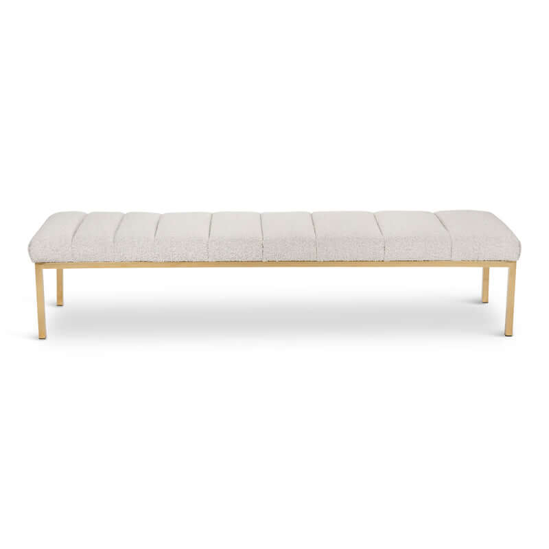 Metal Ayaklı Teddy Buklet Kumaşlı Dilimli Bench