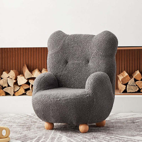 Ayıcık Pofuduk Gri Teddy Kumaşlı  Çocuk Odası Koltuk Berjer