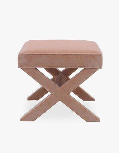 Pudra Rengi Kadife Çapraz Ayaklı Puf - Pufcu