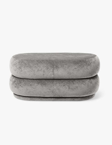 40x90 Gri Kadife Kumaşlı Oval Puf