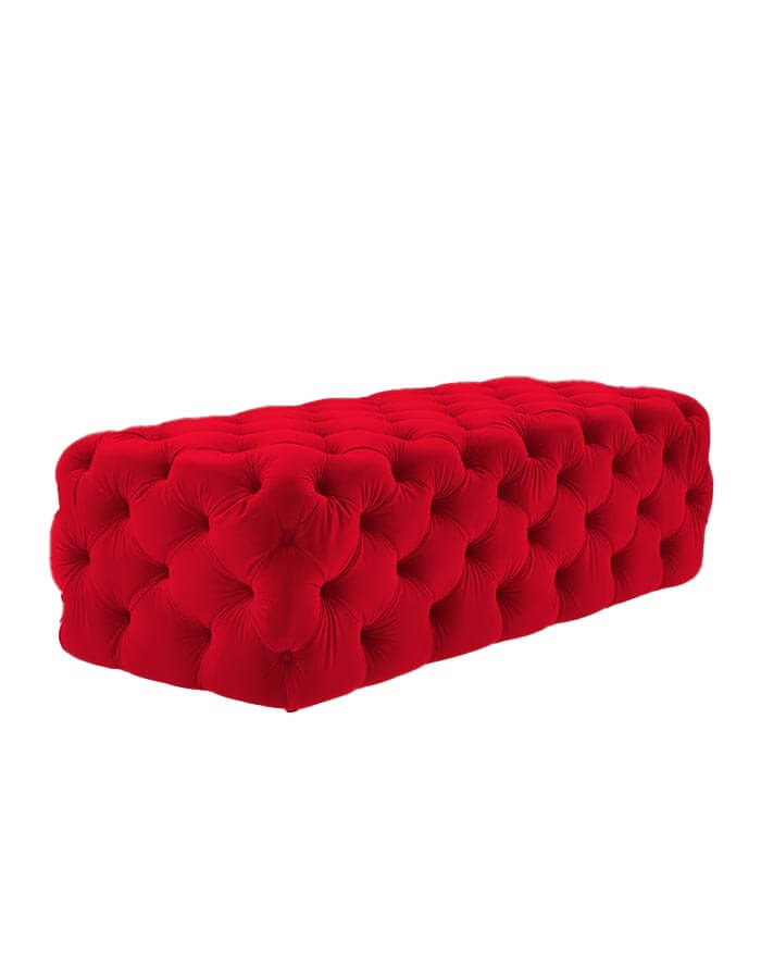 Kadife Kapitoneli Dikdörtgen Bench