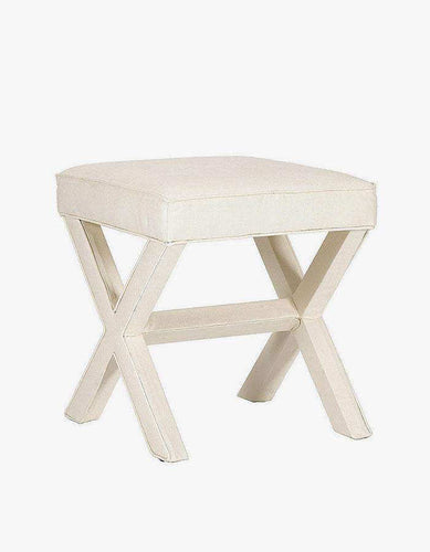 Krem Rengi Kadife Çapraz Ayaklı Puf - Pufcu