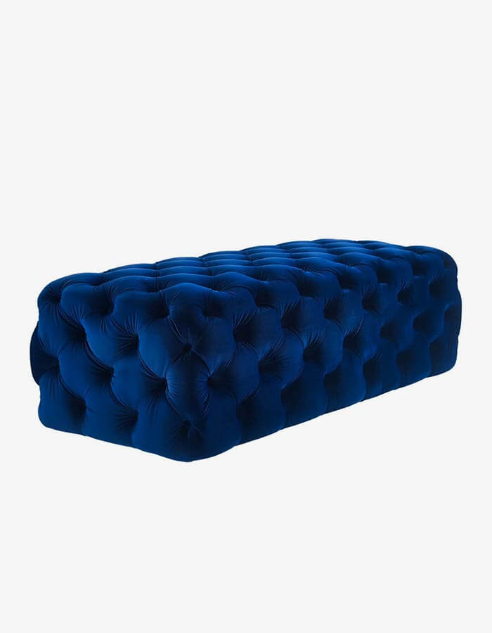 Kadife Kapitoneli Dikdörtgen Bench