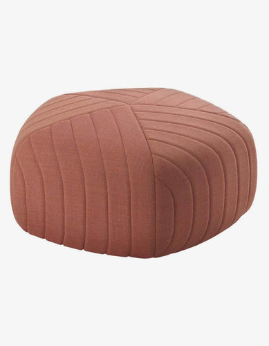 Şeftali Rengi Dilim Dekoratif Dikişli Beşgen Kadife Puf