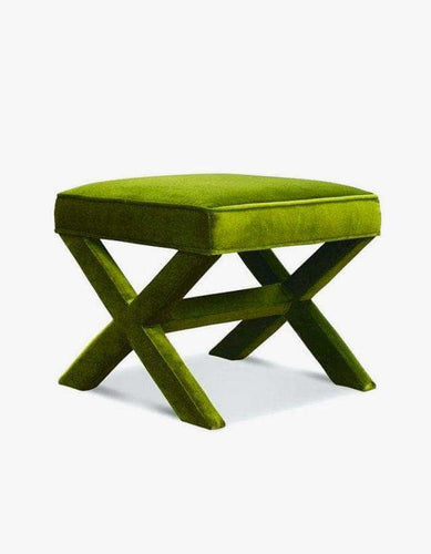 Yeşil Kadife Çapraz Ayaklı Puf - Pufcu