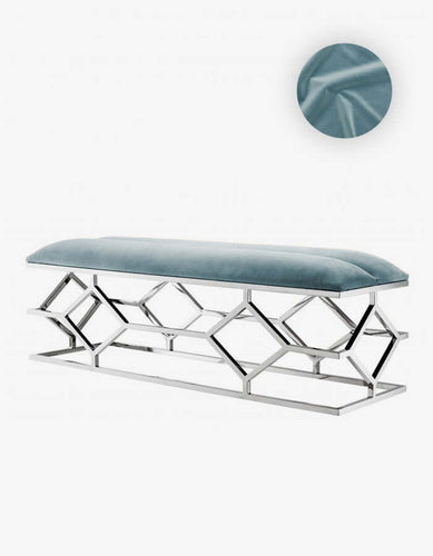 Kadife Paslanmaz Çelik Geometrik Metal Ayaklı Bench