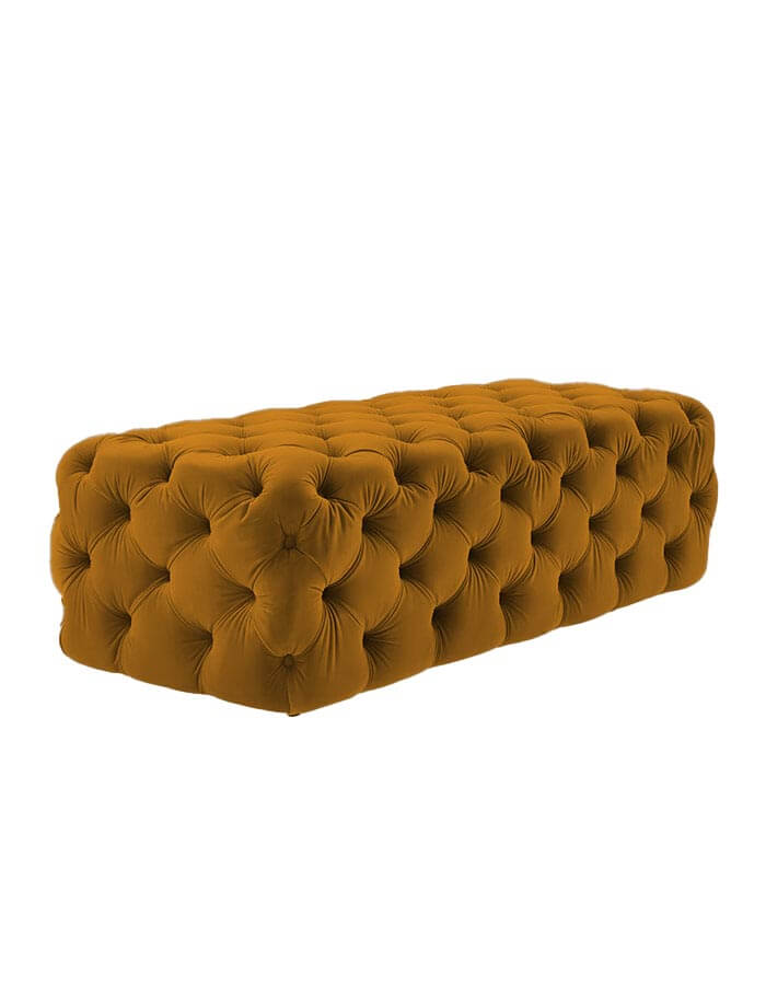 Kadife Kapitoneli Dikdörtgen Bench