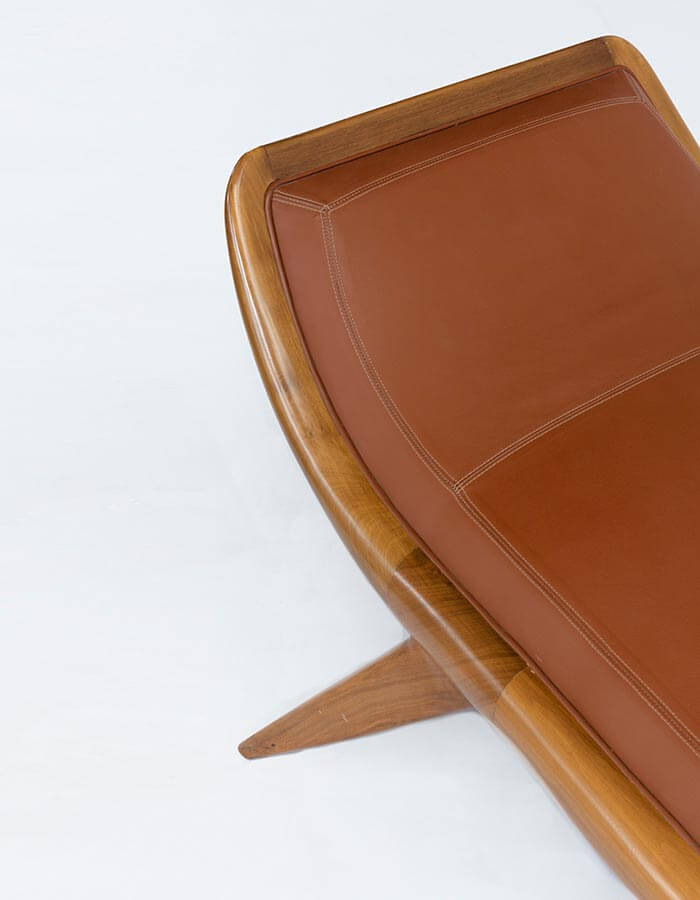 Kahverengi Suni Deri Konik Ayaklı Retro Bench detay 3
