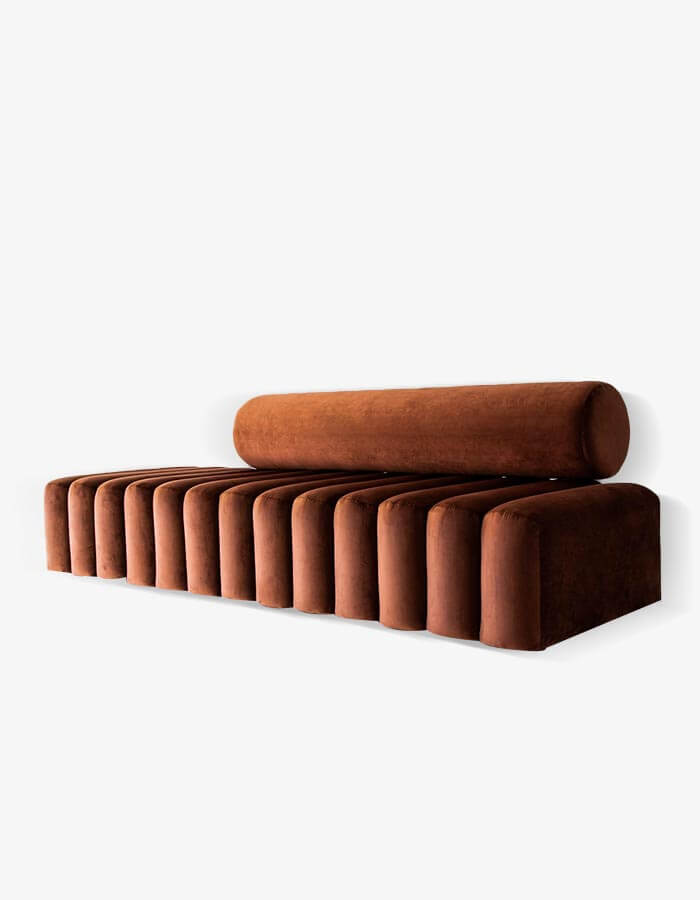 Taba Rengi Dilimli Sırtlı Bench